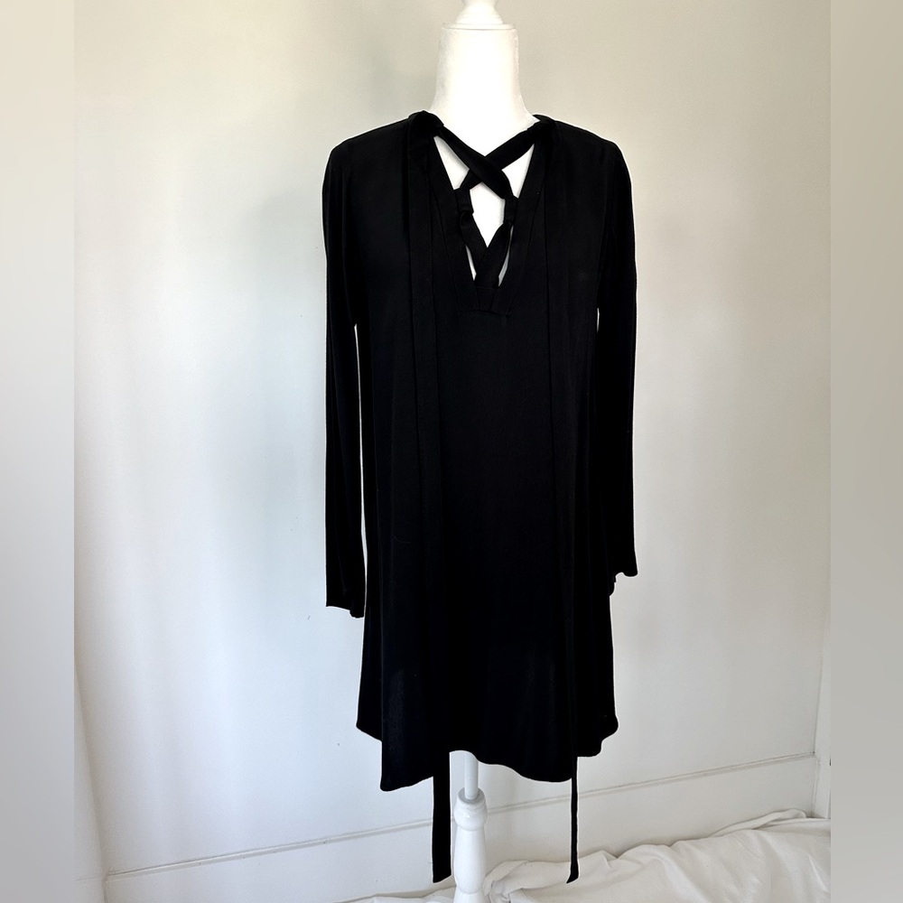 NWT Sandro Paris Black Tie Up Sweep Dress